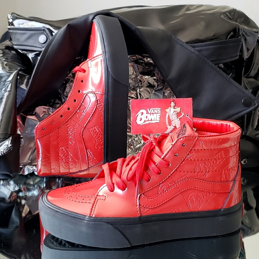 💋Vans SK8-HI David Bowie Ziggy Stardust Collection Women's Size 6.5 Red Black